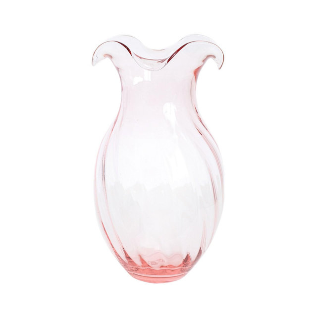 VIETRI Hibiscus Glass Vertical Fluted Vase, Small