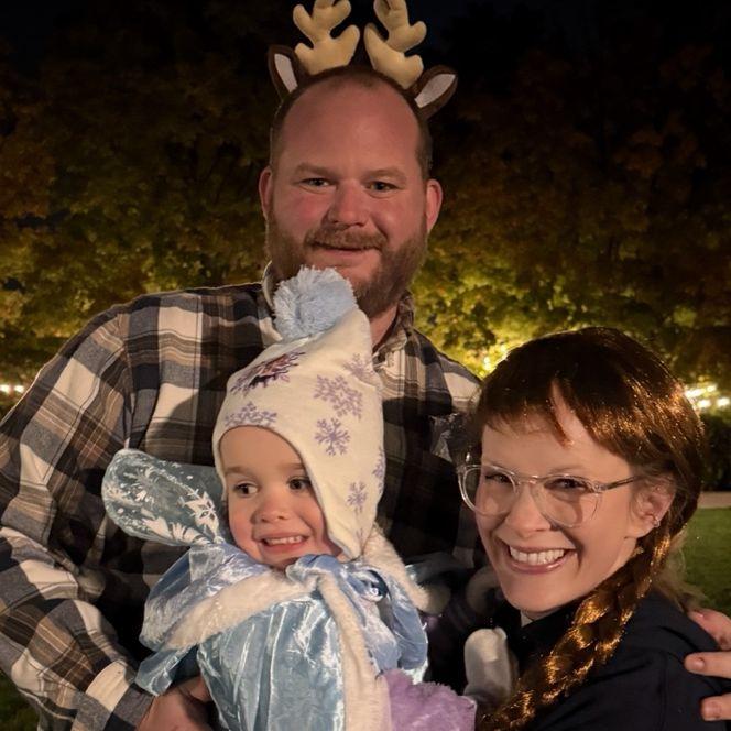 Elsa, Anna & Sven (from one of Ava's favorite movies "Frozen")