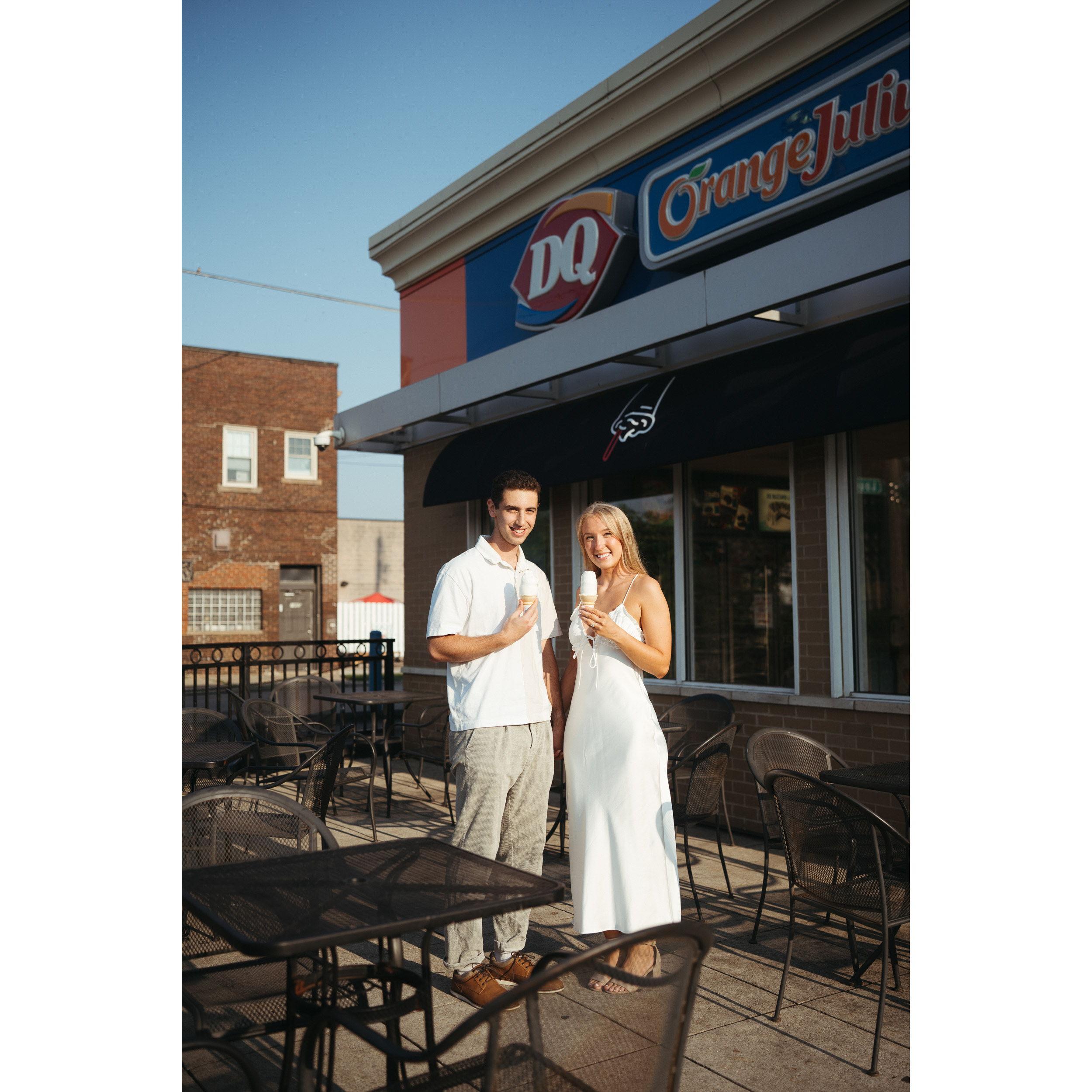 We took our engagement photos in two locations, starting at the Dairy Queen where we met!