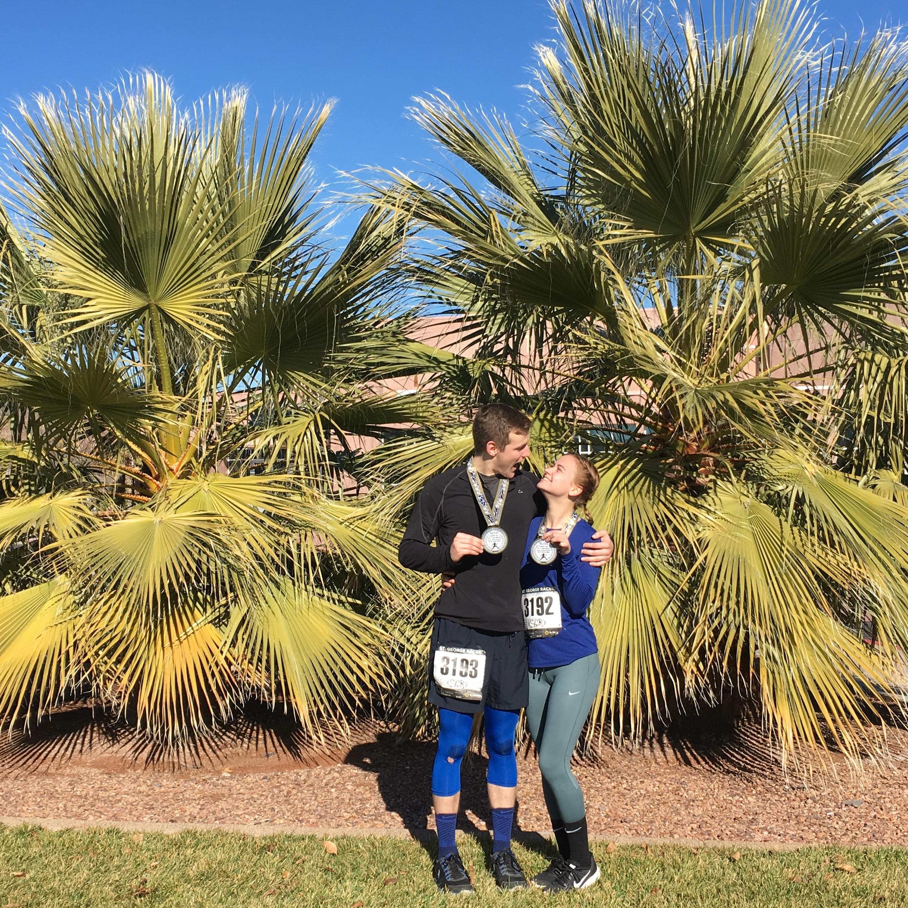 January 13, 2018, right after completing our first half marathon together in St. George, and also our 8-month anniversary. One of my favorite days!
