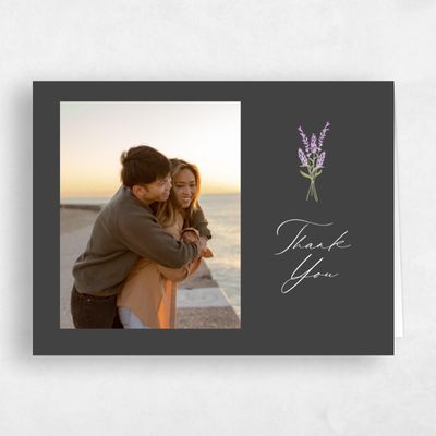 Dark Charcoal, Grey Wedding Thank You - Marat Photo