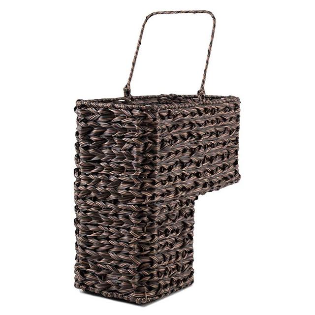 Woven Stair Step Basket | Multi Story House Wicker Storage Baskets for Stairsteps - Shoe Organizer , Laundry Gathering Basket , Hyacinth Storage Basket , Toy Storage - By MadeTerra (Brown)