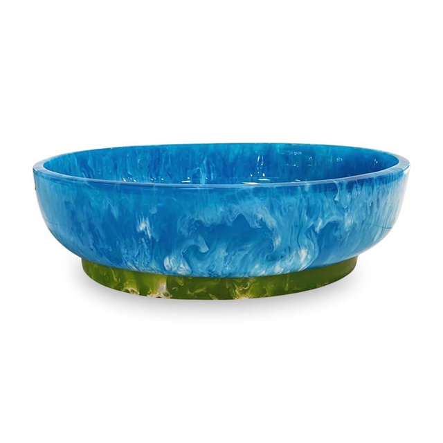 Beatriz Ball RESIN Rio Large Oval Bowl with Base - Blue and Green