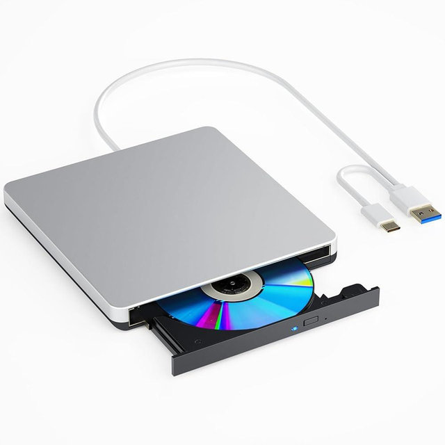 External Blu ray Drives Read/Write Compatible with Blu ray Burner Compatible USB 3.0/Type-C/Win7-11 OS Compatible with Read BD/DVD/CD Comes with English Manual and One-Year Warranty（Silver）