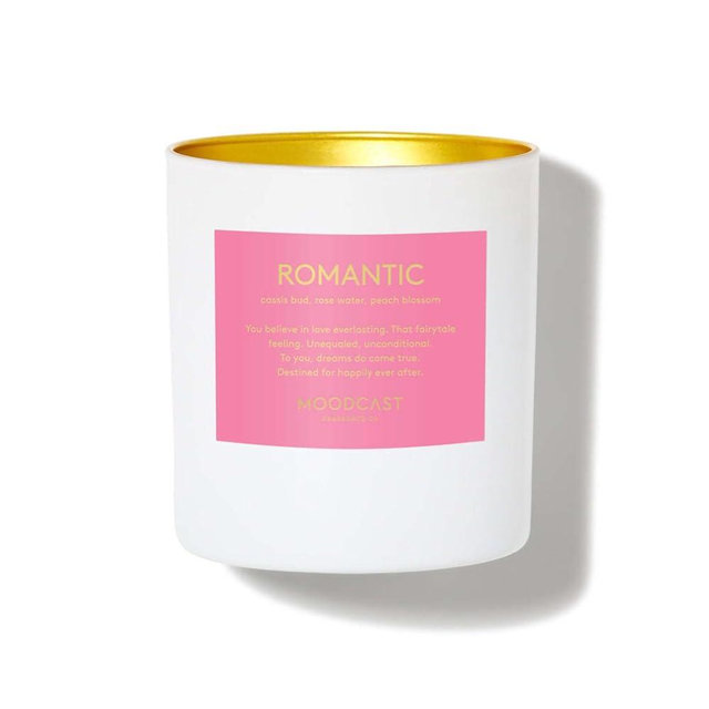 Moodcast Romantic Scented Candle - Aesthetic Candle for Home, Cassis Bud, Rose Water & Peach Blossom, Clean Coco Wax Blend, Vegan, Paraben Free, 45-Hour Long Lasting Burn - 8oz