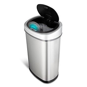 NINESTARS DZT-50-9 The Original Touchless Automatic Motion Sensor Trash Can, 13.2 Gal. / 50 L., Stainless Steel