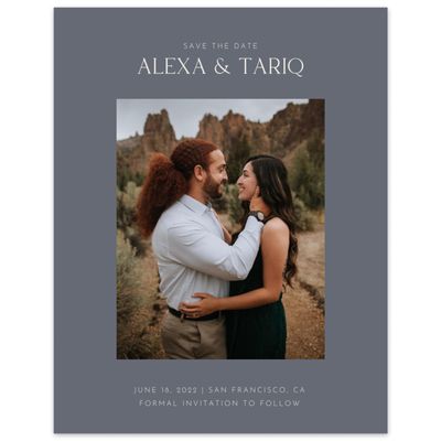 Dark Slate, Blue Wedding Digital Save the Date - Sharpe Portrait