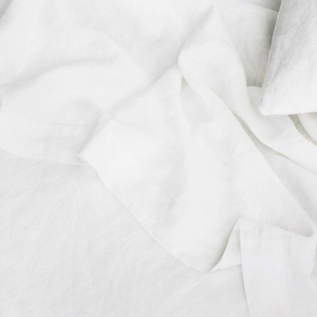 Linen Flat Sheet With Border - White
