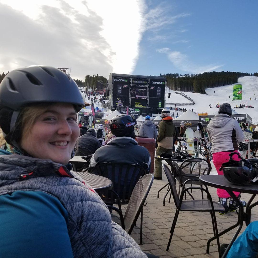 On one of our first dates at Arapahoe Basin! We started officially dating maybe a month or so later.