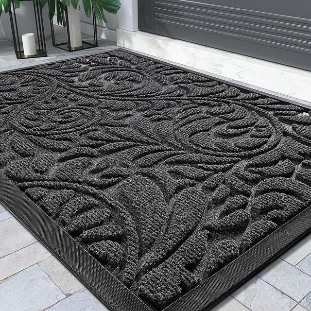 Yimobra Durable Door Mat, Heavy Duty Front Welcome Mats for Home Entrance Outdoor Indoor, Doormat for Outside Back Patio Floor Entry Porch Garage Office, Weather Resistant Easy Clean, 29.5 x 17, Grey