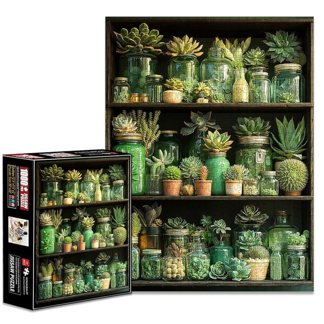 Three Layer Succulent Rack 1000 Pieces Jigsaw Puzzles for Adults Challenging Puzzle Perfect for Game Nights,Impossible Hard Difficult Challenging Family Activity,Colorful House Decor
