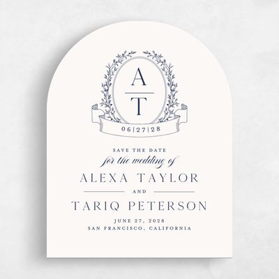 Beige Arch Wedding Save the Date - Hetherton Portrait