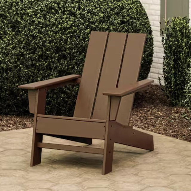 POLYWOOD Grant Park Mahogany HDPE Plastic Modern Adirondack Outdoor Chair AD220MA