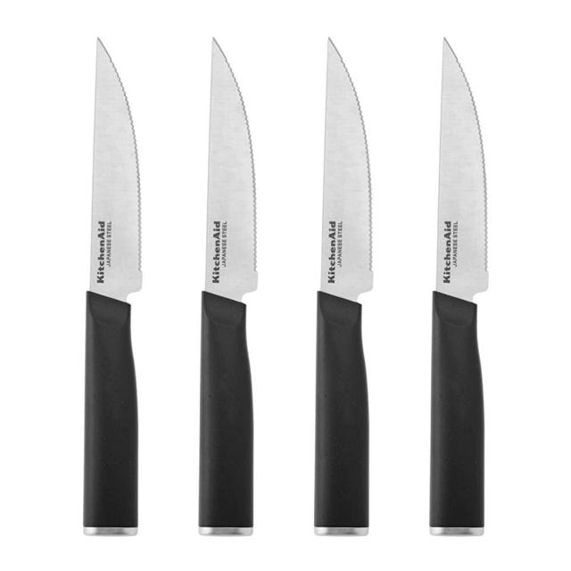KitchenAid Classic 4 Piece Steak Knife Set, 4.5-Inch, Black