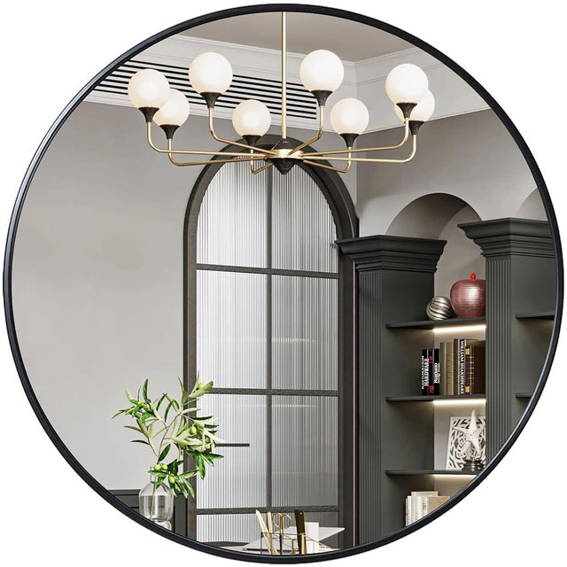 Round Mirror 48 inch, Large Circle Mirror for Wall, Round Bathroom Mirror for Living Room, Bedroom, Vanity, Entryway, Hallway