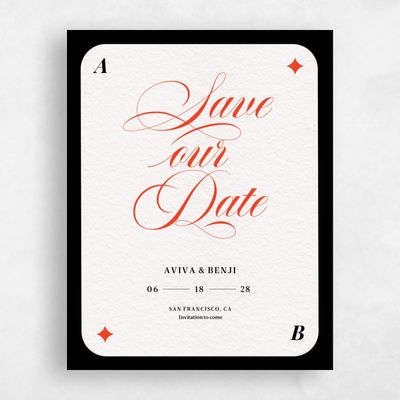 Tomato, Red Wedding Save the Date - Hearts Classic