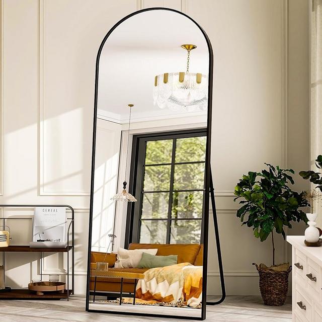 GLSLAND 28" x 71" Arched Full Length Mirror - Black Full Body Mirror - Extra Large Floor Mirrors for Bedroom, Living Room, Bathroom