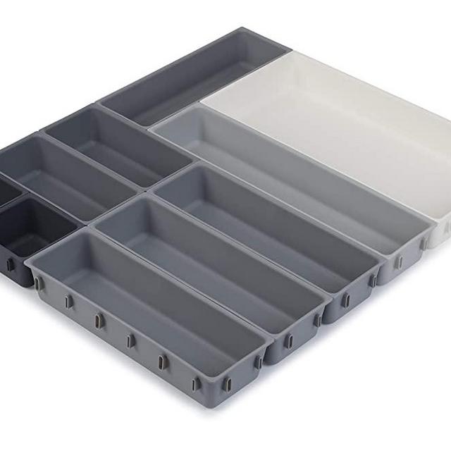 Joseph Joseph Blox Drawer Organizer Set, 10 Piece, Grey