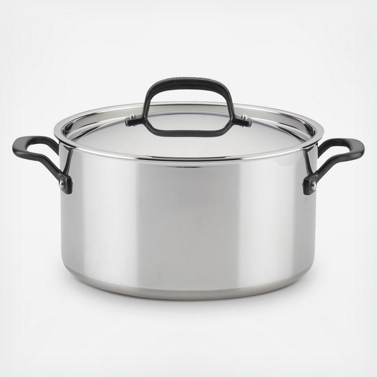 KitchenAid Hard Anodized Induction Nonstick Stock Pot/Stockpot with Lid, 8  Quart, Matte Black