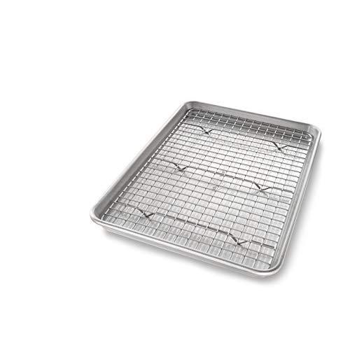 USA Pan 1605CR Jelly Roll Baking Pan and Bakeable Nonstick Cooling Rack, Metal