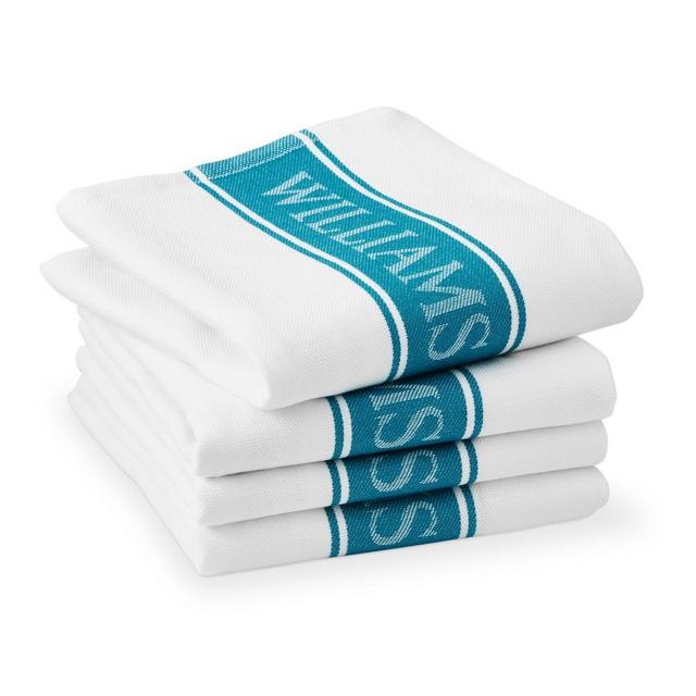 Williams Sonoma Classic Logo Towels, Set of 4, Enamel Blue