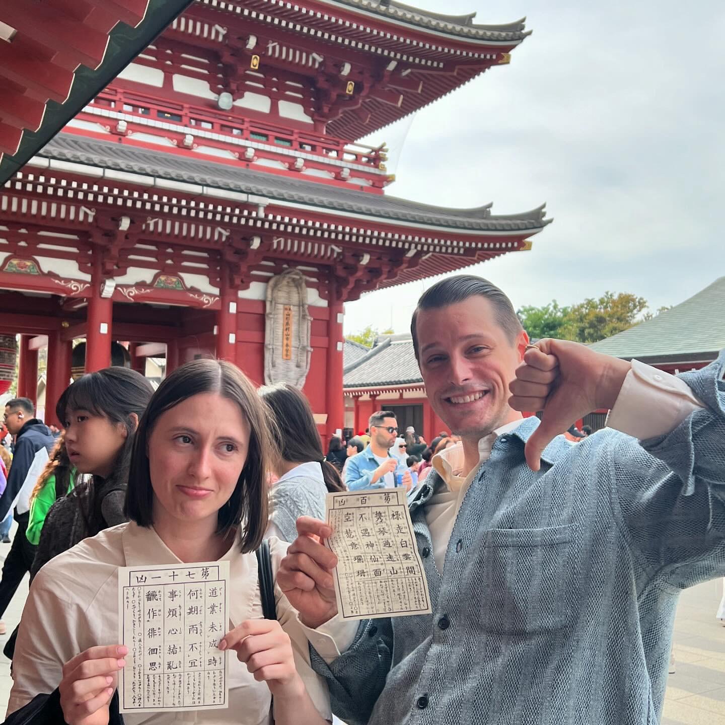 We both received bad fortunes from a temple in Japan