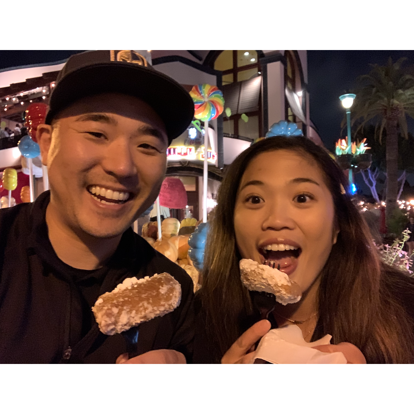 Always looking for yummy foods and desserts! Enjoying a beignet at Downtown Disney