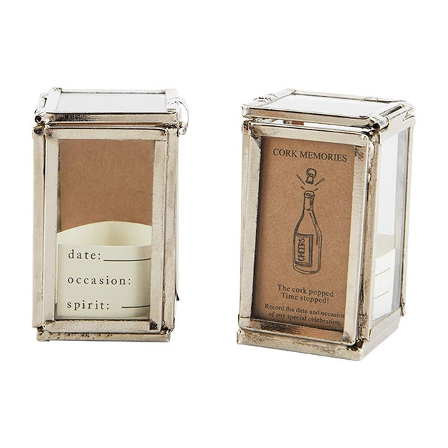 Mud Pie Wine Cork Display Box, Silver 2.25" x 1.25"