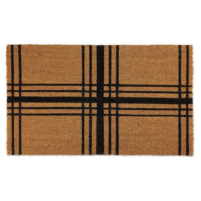 DII Natural Coir Geometric Modern Outdoor Door Mat, Front Porch Décor, 17x29, Farmhouse Plaid