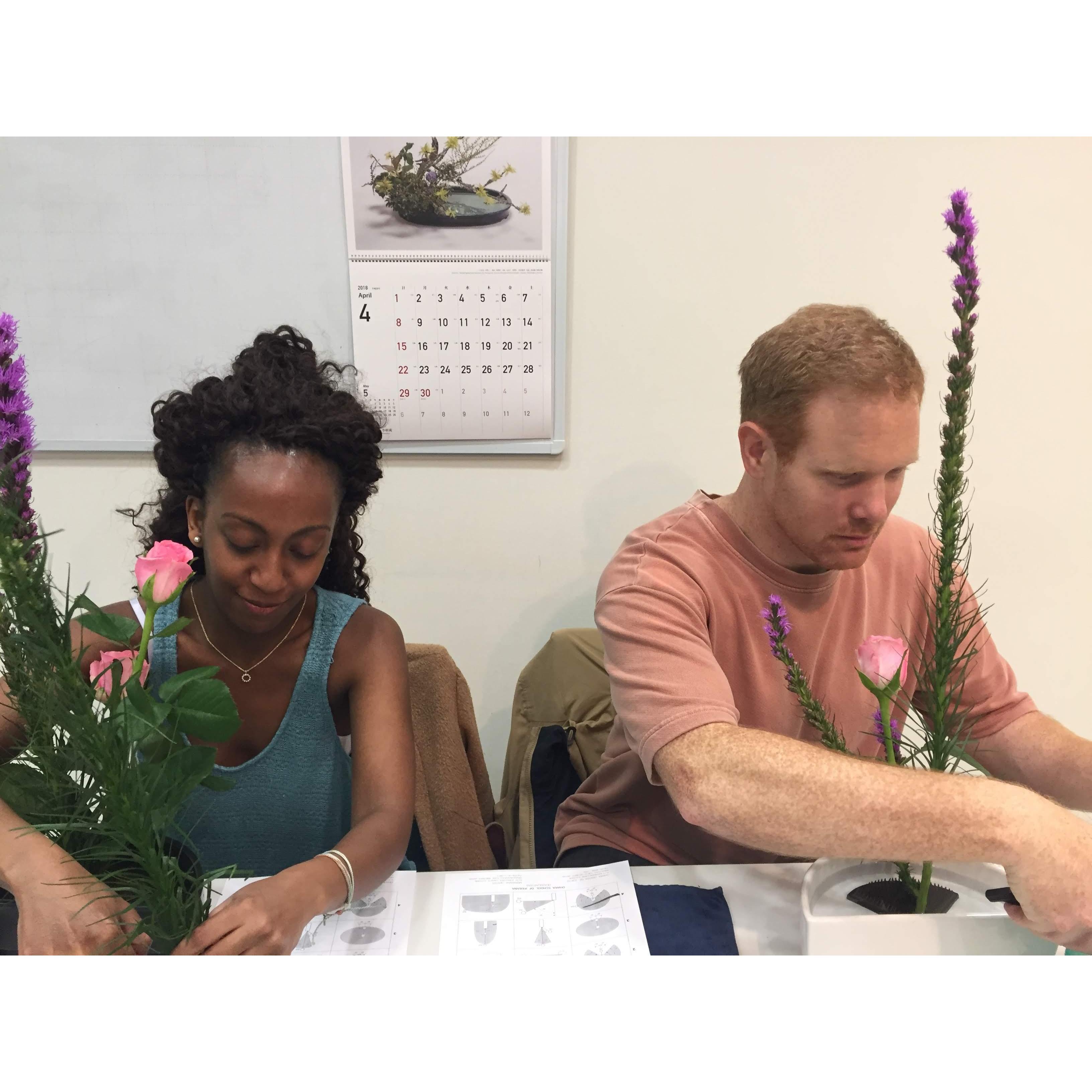 Very Focused in Ikebana Class - Tokyo, Japan - April 2018
