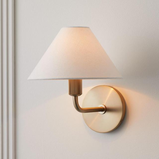 Beatrix Sconce, 1-Light, Natural Linen, Light Bronze