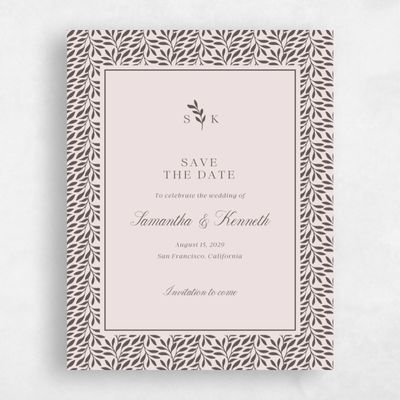 Light Mauve, Pink Wedding Save the Date - Thalia Portrait