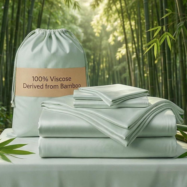 TWK Luxury Sheet Set, Genuine 100% Organic Viscose Derived from Bamboo, Cooling & Breathable, Silky Soft, Bedding Sheets & Pillowcases (Sea Glass, King)