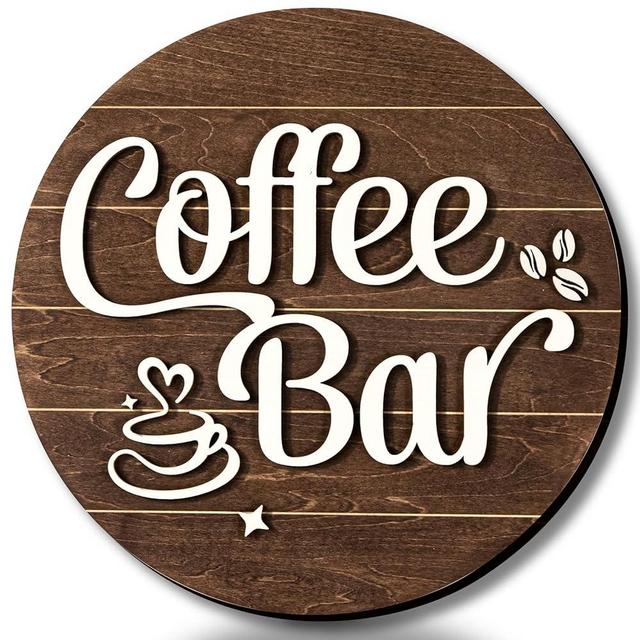 Woodamore Coffee Bar Sign Wall Decor - Coffee Signs for Coffee Station Decor, Coffee Decorations for Coffee Bar Decor Accessories, Vintage Coffee Sign Decor for Kitchen, 10'' Farmhouse Cafe Sign