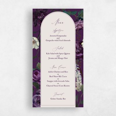 Eggplant, Purple Wedding Menu - Mystic