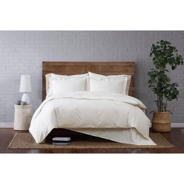 King 3pc Classic Cotton Duvet Set Ivory - Brooklyn Loom