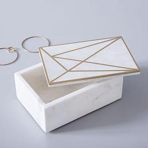 Brass Inlay Marble Box - Rectangle