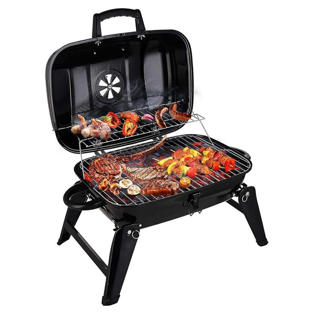Grill Trade Portable Charcoal Grills - Mini Barbecue Grill - Small Tabletop Charcoal Grill for Outdoor Cooking, Grilling - Foldable Table Top BBQ Grill for Camping, Picnic
