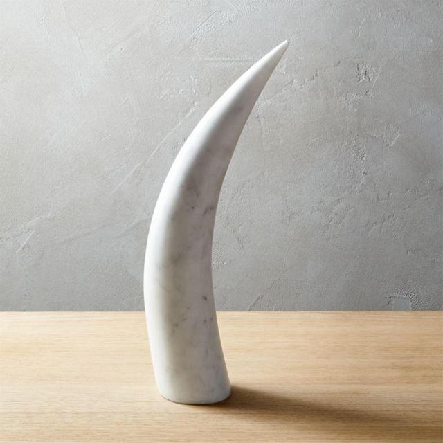Large White Marble Horn