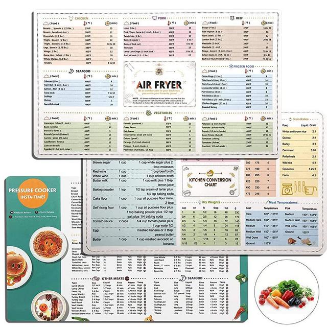 Air Fryer Cooking Times Quick Reference Guide,Instant Pot Cook Times Cookbook Cooker Accessories,Cheat Sheet Magnets Set-Clear and Easy Cooking Time(3 Pack)