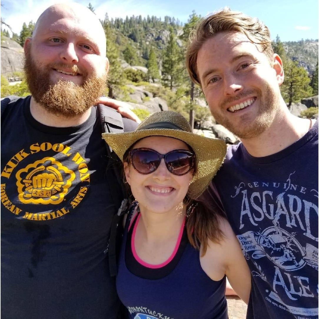 Hiking with Talia's cousin Chris in 2017.