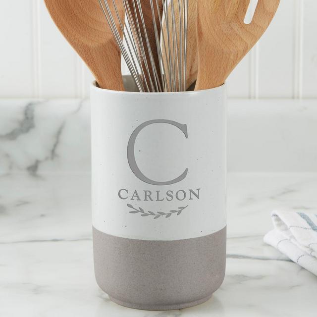 Family Laurel Kitchen Utensil Holder in White/Grey