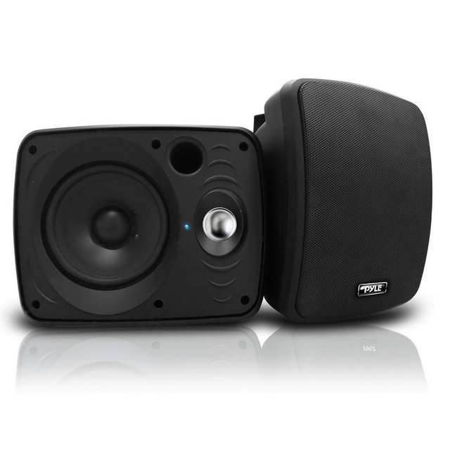Outdoor Waterproof Wireless Bluetooth Speaker - 6.5 Inch Pair 2-Way Weatherproof Wall/Ceiling Mounted Dual Speakers w/Heavy Duty Grill, Universal Mount, Patio, Indoor Use - Pyle PDWR64BTB (Black)