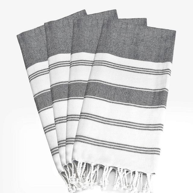 GLAMBURG Peshtemal Turkish Towel Cotton Beach Towels Oversized 36x71 Set of 4, Cotton Beach Towels for Adults, Soft Durable Absorbent Extra Large Bath Sheet Hammam Towel - Black