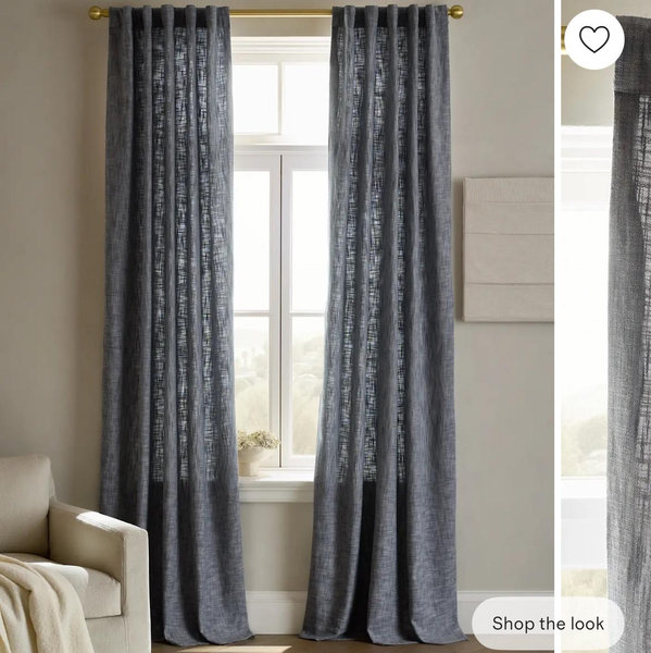Textured Cotton Room Darkening Curtain - Blue, 48x84