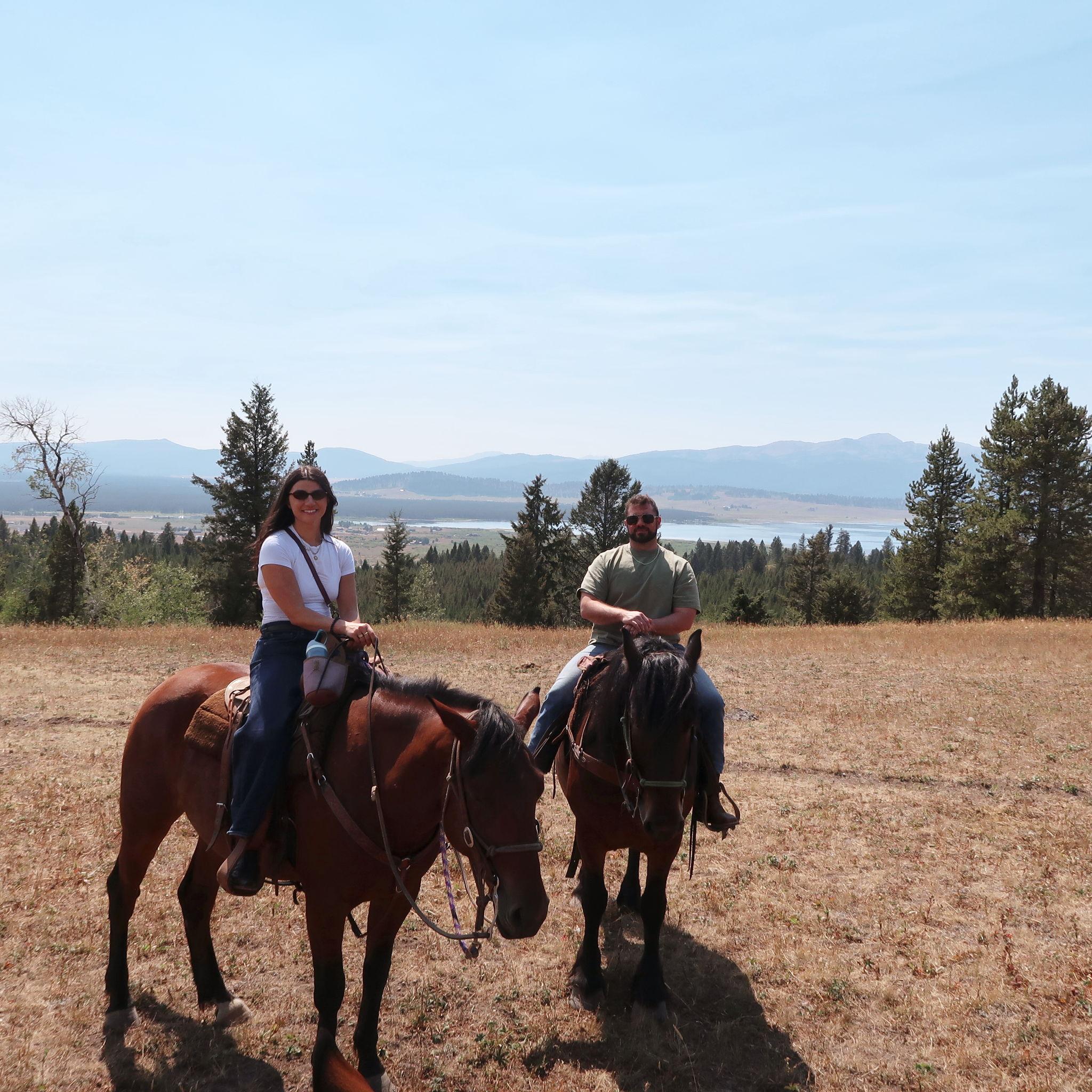 Horseback riding in MT - first time I saw Cole on a horse. He grew up boarding horses and roping! He was upset that the tour was very beginner focused lol. Sorry cowboy!