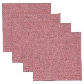 RED - Chambray 100% Cotton Napkin Set of Four