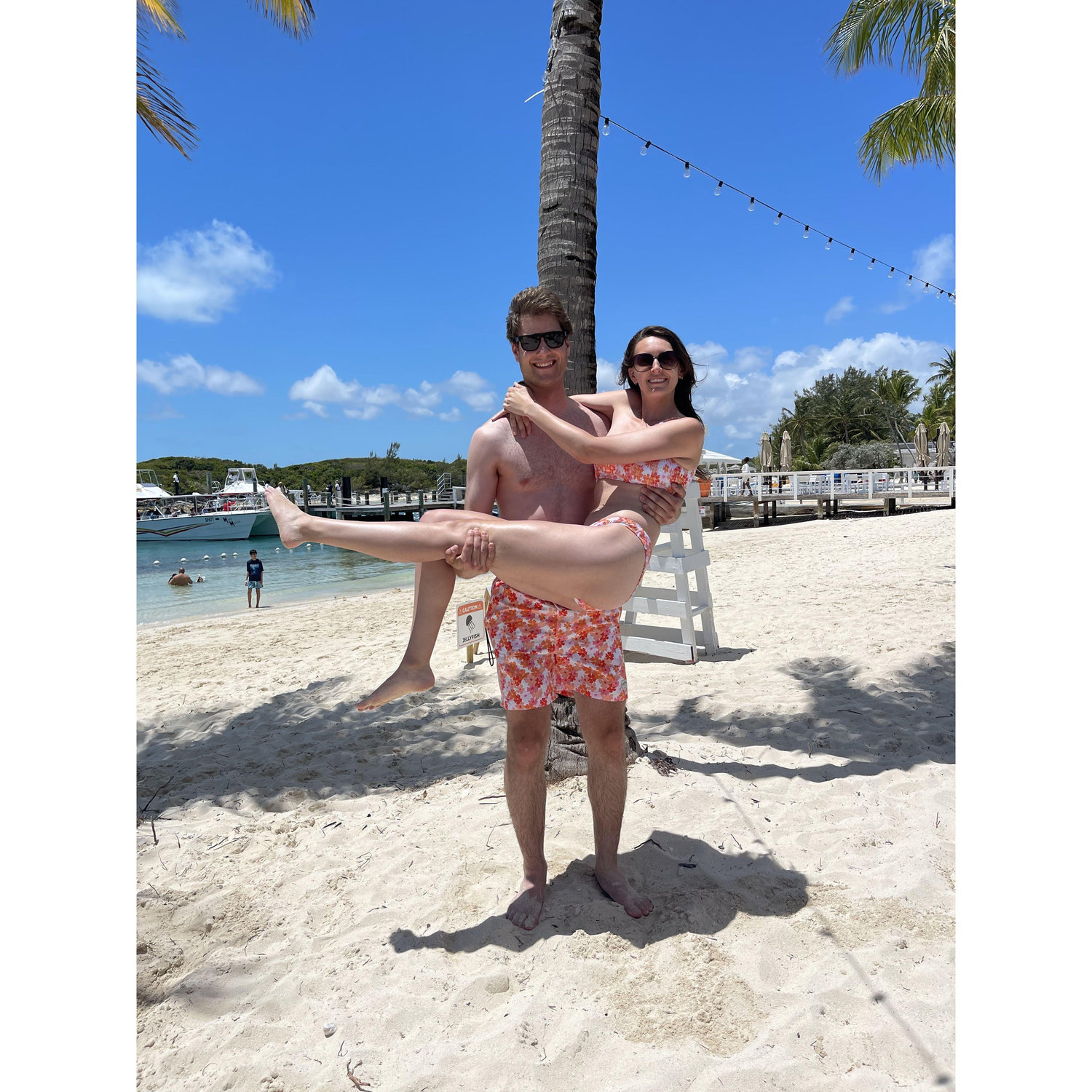 And on their first tropical vacation! (with cringey matching swimsuits)