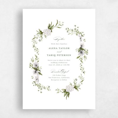 White Wedding Invitation - Cordova Portrait