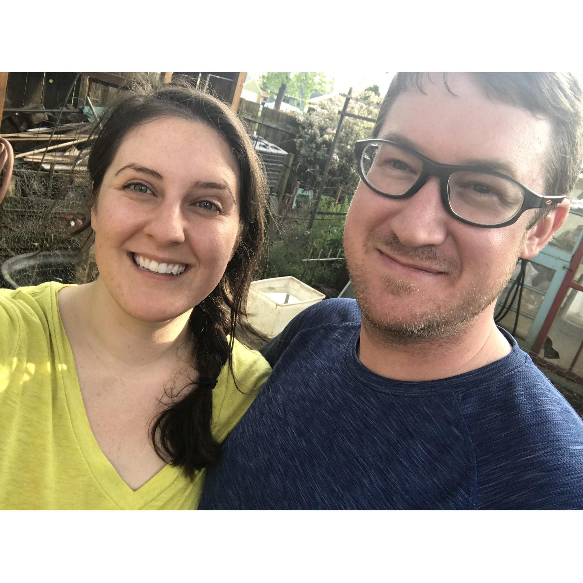 Housesitting for our friends in Portland. They have 12 chickens, a duck, and an excellent home bar.